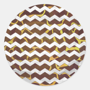 Giraffe, braun und gelb runder aufkleber