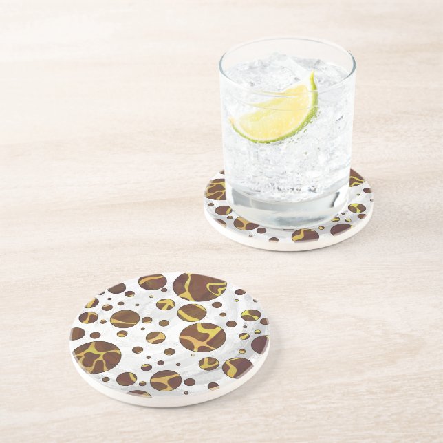 Giraffe, braun und gelb sandstein untersetzer (Seite)