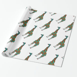 Giraffe Braun und Türkis Druck Geschenkpapier