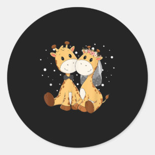 Giraffe Brie and Groom Wedding Art Matching Coupl Runder Aufkleber