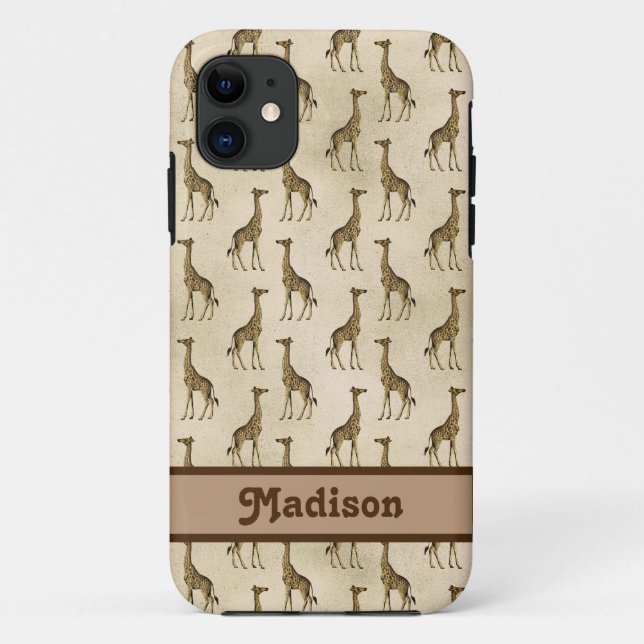 Giraffe Brown Personalisiert Animal Case-Mate iPhone Hülle (Rückseite)