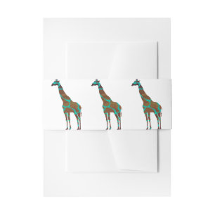 Giraffe Brown und Aquamarine Siloette Einladungsbanderole