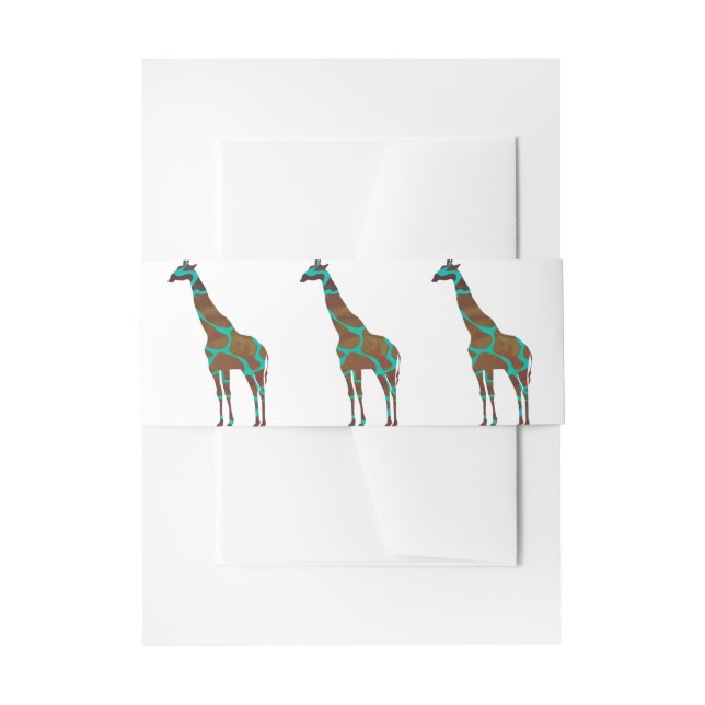 Giraffe Brown und Aquamarine Siloette Einladungsbanderole (Vorderseite Beispiel)