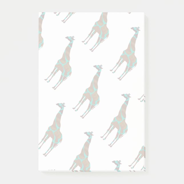 Giraffe Brown und Aquamarine Siloette Post-it Klebezettel (Vorderseite)