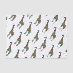 Giraffe Brown und Aquamarine Siloette Seidenpapier