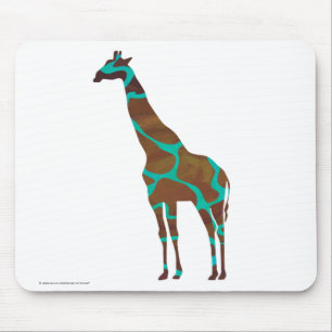 Giraffe Brown und aquamariner Druck Mousepad