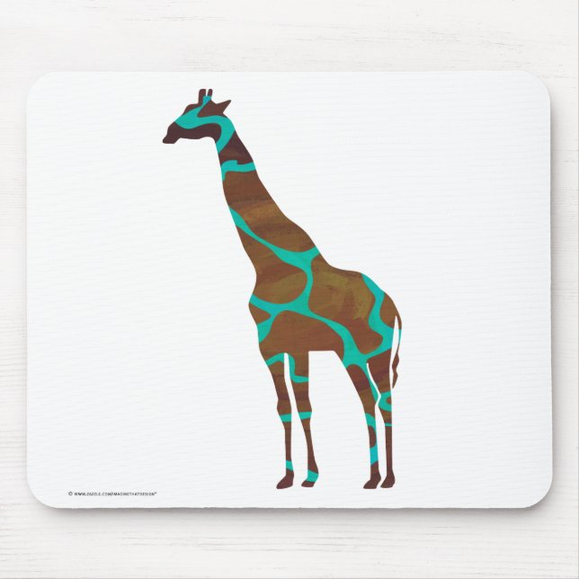 Giraffe Brown und aquamariner Druck Mousepad (Vorne)