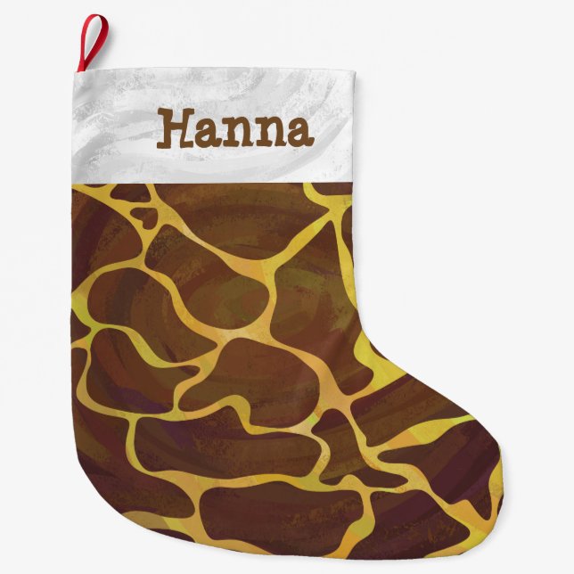 Giraffe Brown und Gelb Großer Weihnachtsstrumpf (Vorderseite)