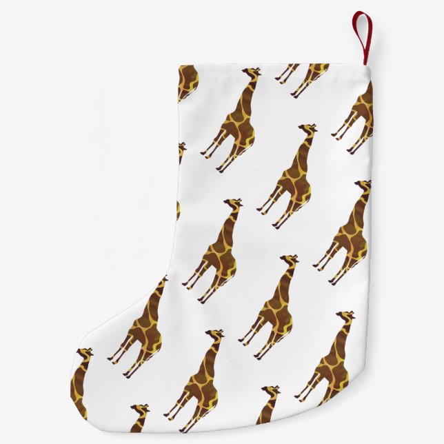Giraffe Brown und Gelbe Silhouette Kleiner Weihnachtsstrumpf (Rückseite)