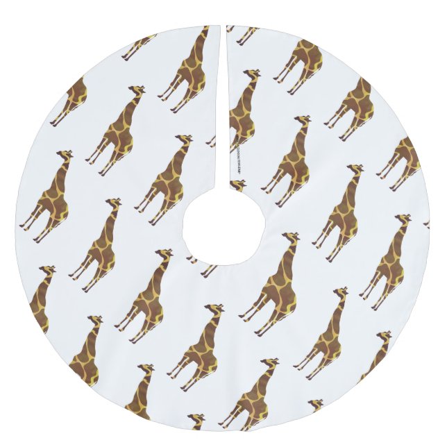Giraffe Brown und Gelbe Silhouette Polyester Weihnachtsbaumdecke (Vorderseite)