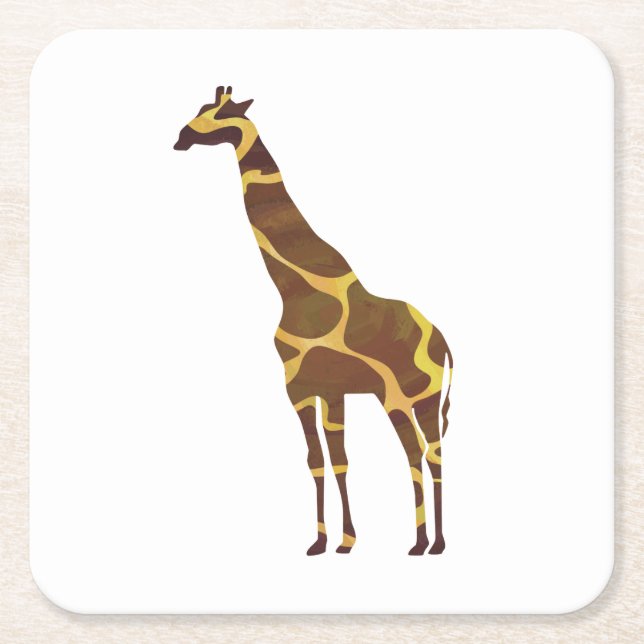 Giraffe Brown und Gelbe Silhouette Rechteckiger Pappuntersetzer (Vorderseite)