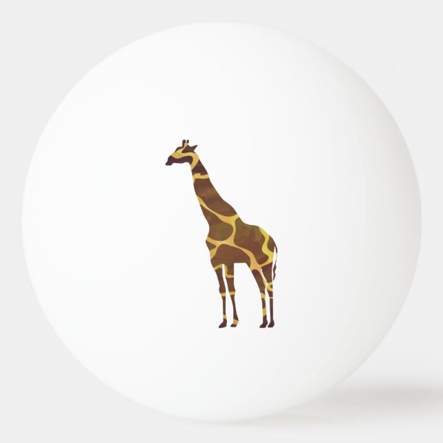 Giraffe Brown und Gelbe Silhouette Tischtennisball (Rückseite)