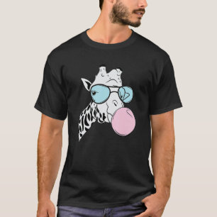 Giraffe Bubblegum Glasses Süße Tier Funny Gift T-Shirt