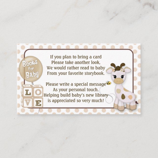 Giraffe Buchanfragen anstelle einer Karte 100pk (Vorderseite)