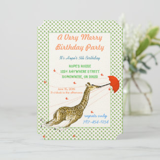 Giraffe Butterfly Geburtstagsparty Einladung