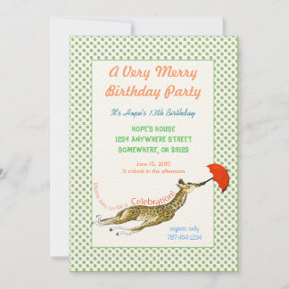 Giraffe Butterfly Geburtstagsparty Einladung