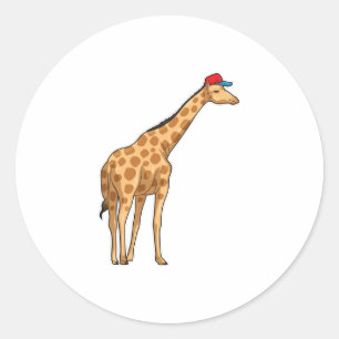 Giraffe Cap Runder Aufkleber