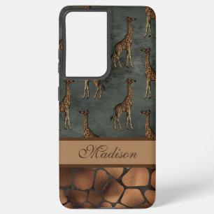 Giraffe Chic Script Name Stylish Trendy Safari Samsung Galaxy Hülle
