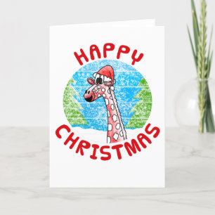 Giraffe Christmas Card Wildlife Nature Funny Dankeskarte