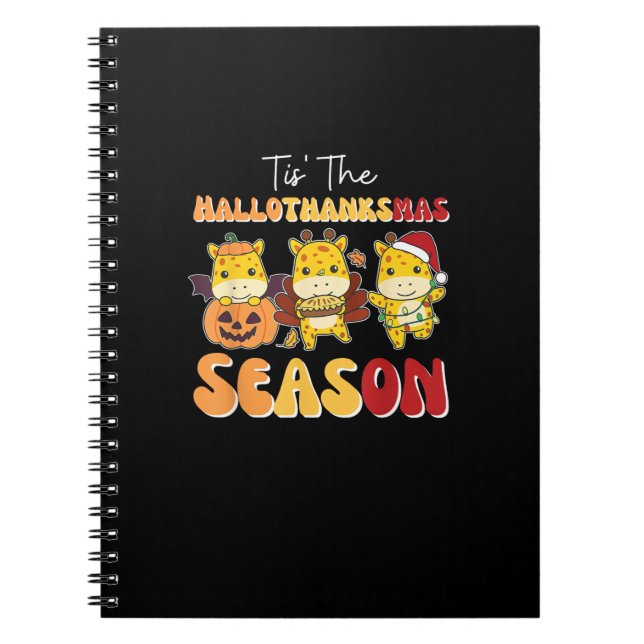 Giraffe Christmas Halloween Tis The Hallothanksmas Notizblock (Vorderseite)
