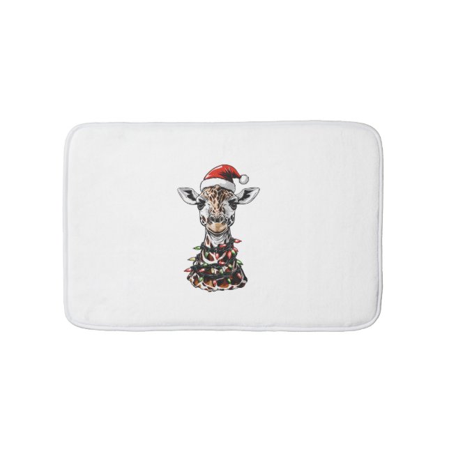 Giraffe Christmas Hat Xmas Badematte (Vorderseite)