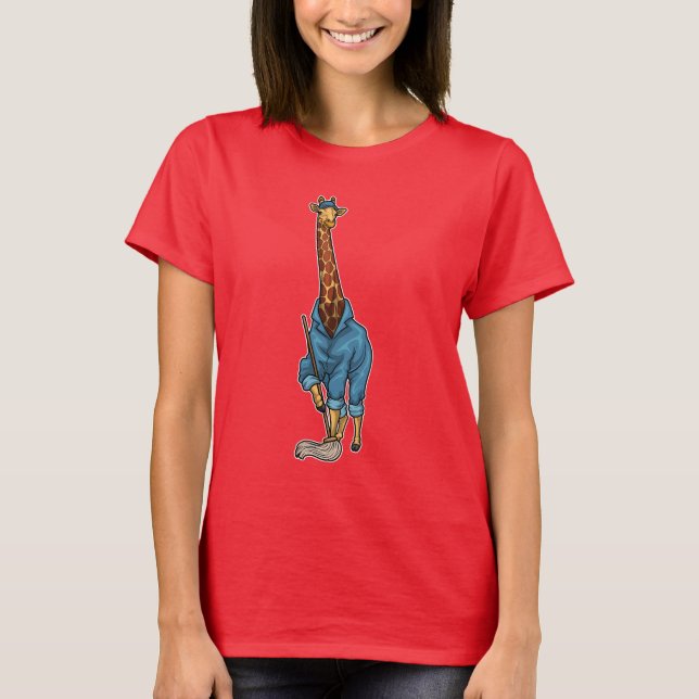 Giraffe Cleaner Mop T-Shirt (Vorderseite)