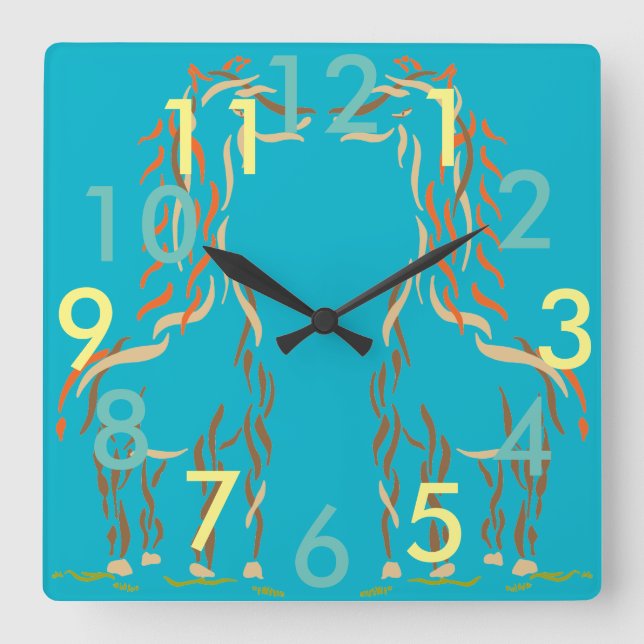 Giraffe Clock Fun Niedlicher Tiere Modernes Künstl Quadratische Wanduhr (Vorderseite)