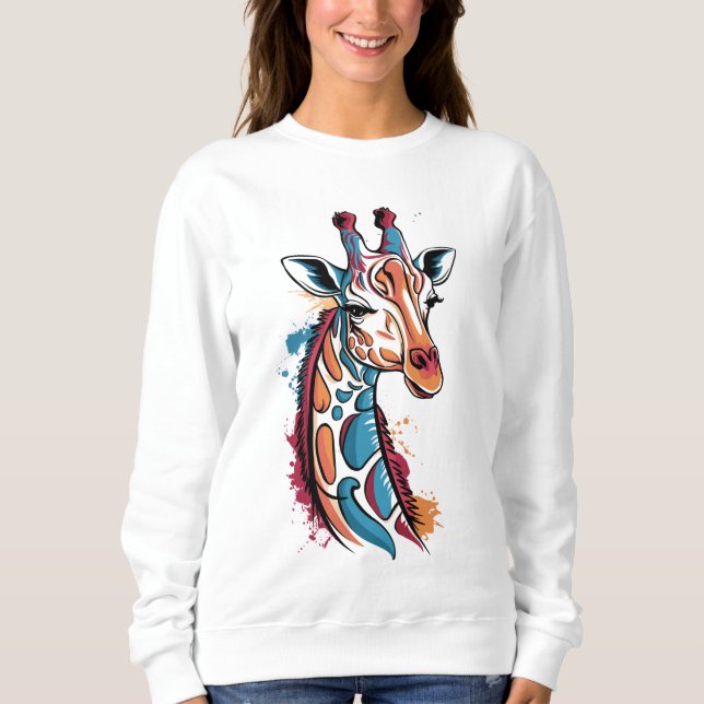 Giraffe Colour Splash - Abstrakter Pop Sweatshirt (Vorderseite)