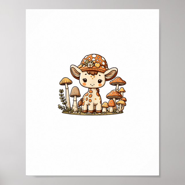 Giraffe Cottagecore Pilz _1 Poster (Vorne)