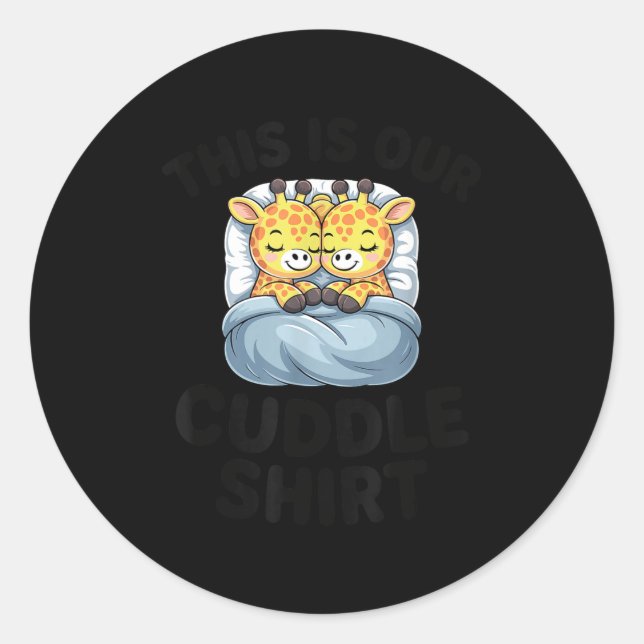 Giraffe Couple Cute Love This Is Our Cuddle  Runder Aufkleber (Vorderseite)