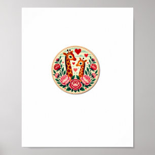 Giraffe Couple Illustration Giraffe Lovers _3 Poster