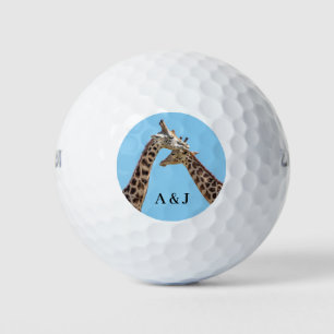 Giraffe Couple Monogram Foto Golfball