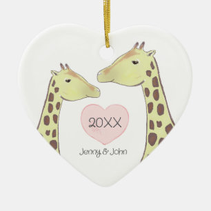 Giraffe Couple Verlobung/ Hochzeit Keramik Ornament