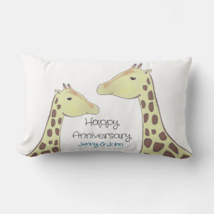 Giraffe Couple Wedding Anniversary Lendenkissen
