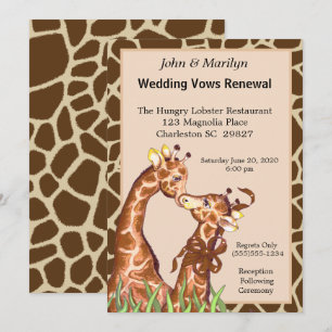 Giraffe Couple Wedding Renewal Stimmen Einladung
