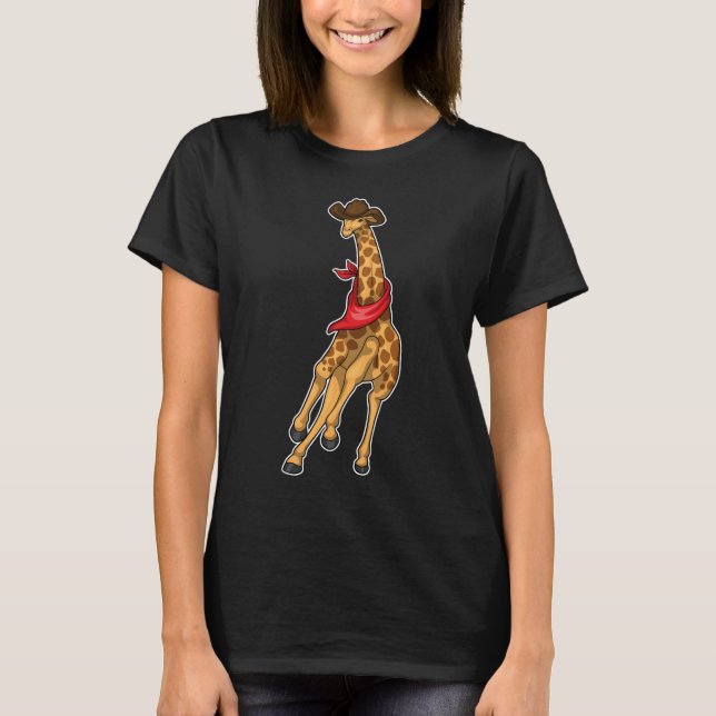 Giraffe Cowboy Cowboy-Hut T-Shirt (Vorderseite)