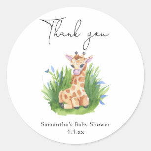 Giraffe - Danke Baby Shower Runder Aufkleber