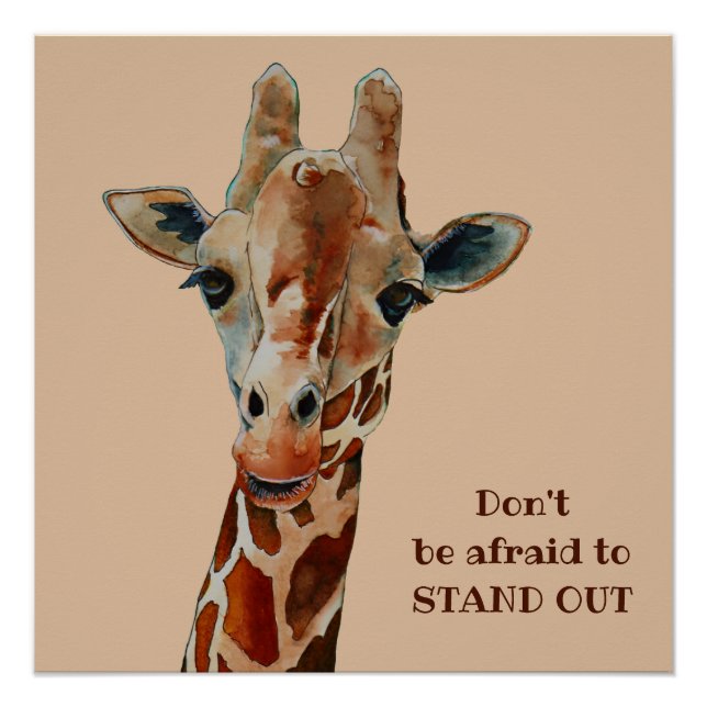Giraffe das Safari Tier Aquarell  Poster (Vorderseite)