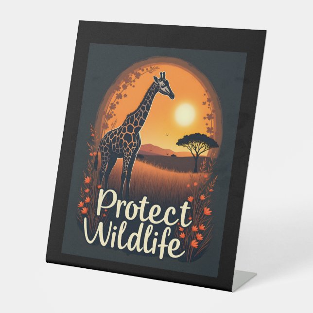Giraffe der Spitzengruppe der Savanna Sockelschild (Vorderseite)