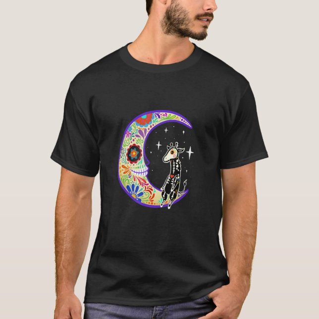 Giraffe Dia De Los Muertos Skeleton T-Shirt (Vorderseite)