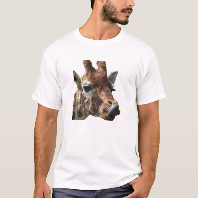 Giraffe, die heraus seine Zunge haftet T-Shirt (Vorderseite)