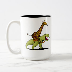 Giraffe, die T-Rex Dinosaurier-lustige Tiere Zweifarbige Tasse