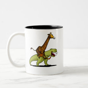 Giraffe, die T-Rex Dinosaurier-lustige Tiere Zweifarbige Tasse