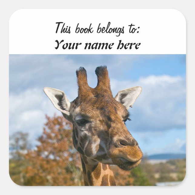 Giraffe "Dieses Buch gehört" Aufkleber (Vorderseite)