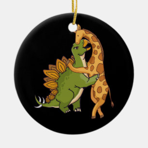 Giraffe Dinosaur Hug Liebe Dino Animals Safari Hal Keramik Ornament