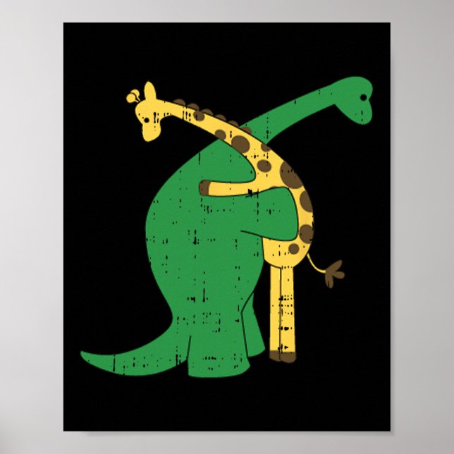 Giraffe Dinosaur Hug Liebe Dino Animals Safari Hal Poster (Vorne)