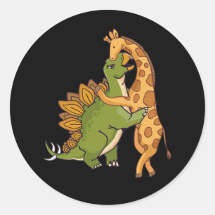 Giraffe Dinosaur Hug Liebe Dino Animals Safari Hal Runder Aufkleber