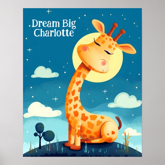 Giraffe Dreaming | Animal Kinderzimmer Art Poster (Vorne)