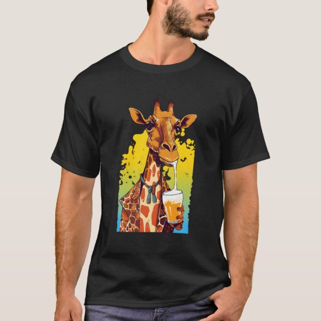 Giraffe Drink Bier Drinker Drinker Safari Zoo Anim T-Shirt (Vorderseite)