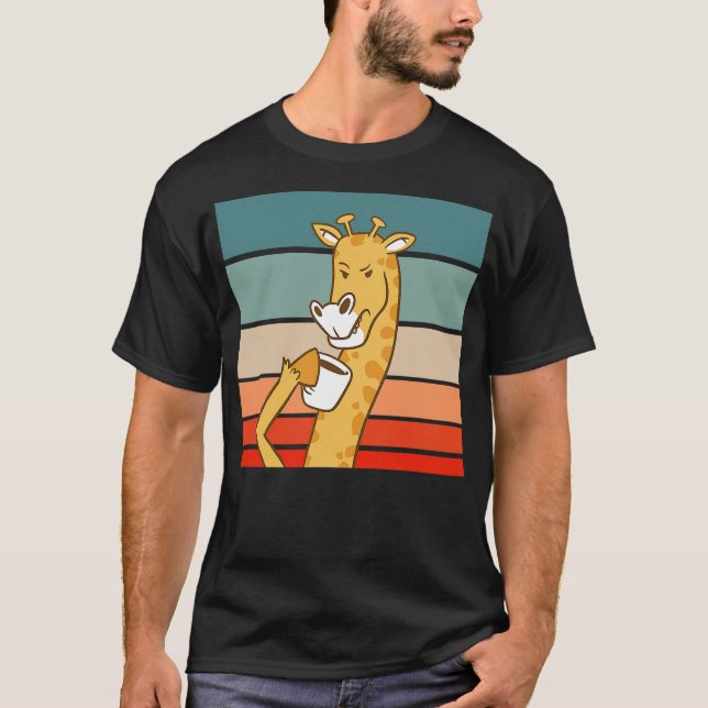Giraffe Drinking Coffee Drink T-Shirt (Vorderseite)